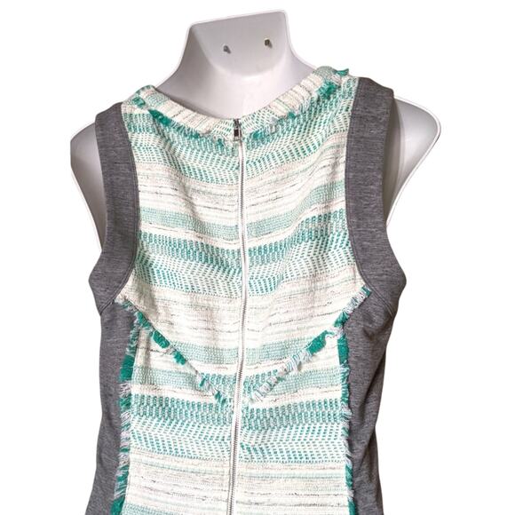 RACHEL ROY LA Story Tide Pool Teal Gray Textured Fringe Sleeveless Dress 14 NEW - Picture 10 of 15